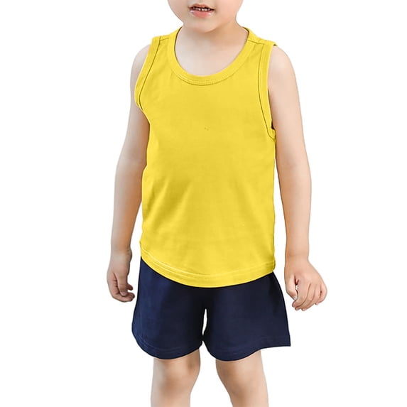 NAFUU Toddler Kids Baby Boys Girls Tank Tops Solid Color T Shirts Undershirts Athletic Tops Summer Sleeveless Tanks 18-24 Months