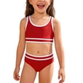 thumbnail image 1 of NAFUU Toddler And Little Girls Swimsuit Sets Adjustable Solid Color Bikini Comfortable Soft Swim Wear With Removable Cups Beach Pool Two Piece Tankini Tops For Girls Swimwear Sizes 13-14 Years, 1 of 7