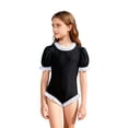 thumbnail image 1 of NAFUU Toddler And Little Girls Swimsuit Sets Retro Lace Trim Sleeves And Ruffle Skirt Black White Color Bathing Suit Tankini Tops For Girls Swimwear Sizes 9-10 Years, 1 of 7