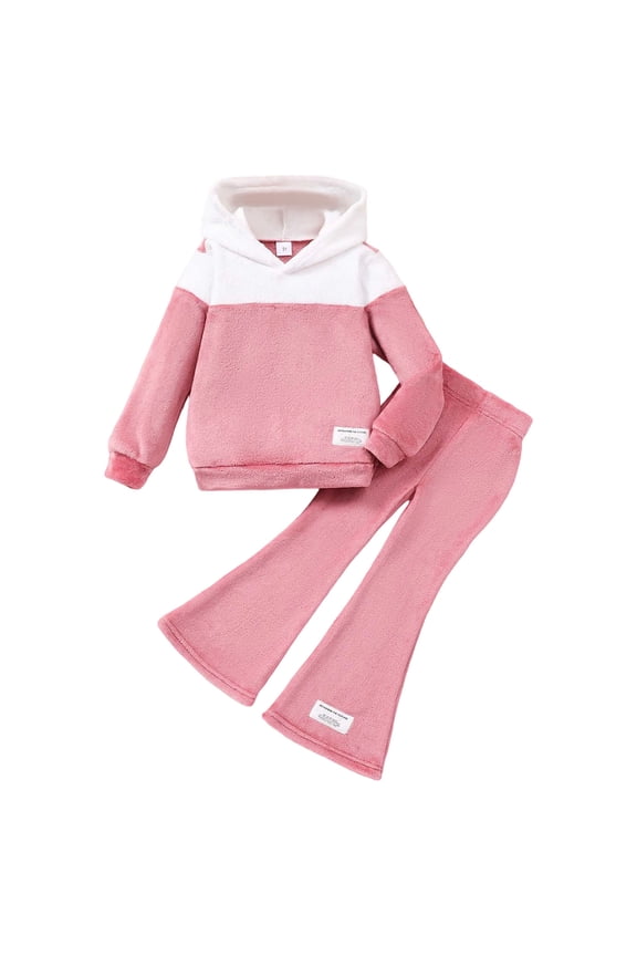 Tween Girls Clothes Fashion Girls Winter Outfit Soft Hooded Sweatshirt With Flare Leg Pants Two Piece Toddler Casual Playwear 3-4 Years