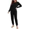 thumbnail image 1 of NAFUU Women Classic Pajamas Set Womens Pajama Sets Long Sleeve Sleepwear Round Neck Top With Jogger Pants Nightwear Soft Pjs 2 Piece Loungewear Sets Fashion Sleepwear, 1 of 4