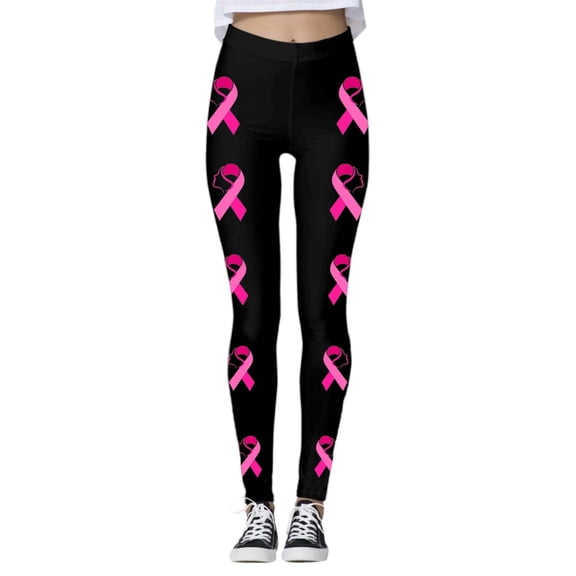 NAFUU Women High Waisted Leggings Seamless Yoga Pants For Workout Fitness Running Sports With Cancer Awareness Print Stretchy Comfortable Tights Soft Womens Leggings