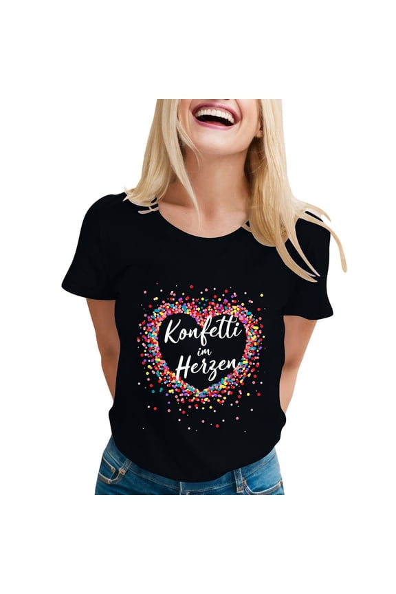 Women T-Shirts Short Sleeve Letter Print Casual Round Neck Top Everyday Comfort True Classic Tees Women,Black