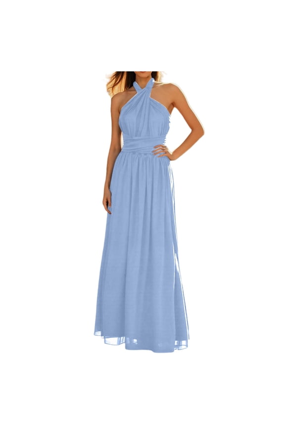 Women Transformer Evening Long Prom Dress Multi-Way Wrap Convertible Floor Length Halter Wedding Guest Maxi Dress