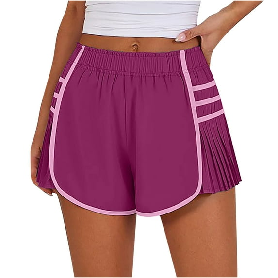 NAFUU Women's Athletic Shorts High Waisted Running Shorts For Women Quick Dry Workout Shorts Pleated Sporty Short With Pockets Comfy Bottoms Shorts