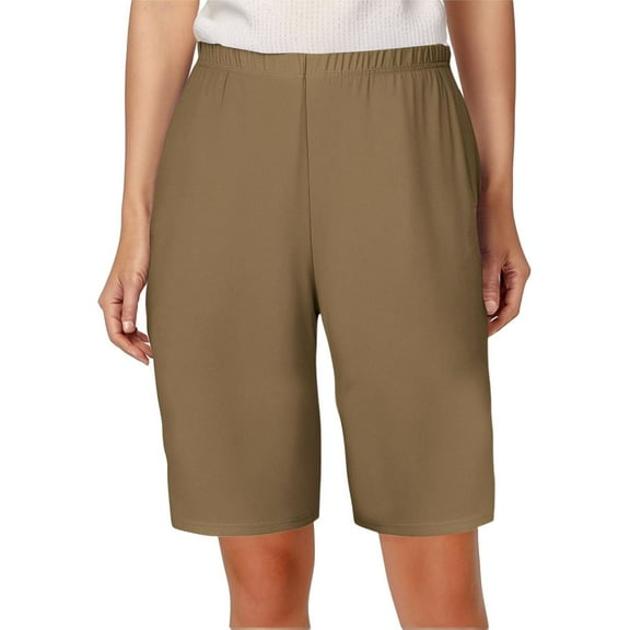 NAFUU Women's Athletic Shorts Womens Casual Elastic Waist Bermuda Shorts Summer Solid Color Comfortable Ladies Plus Size Shorts Sport Hiking Shorts