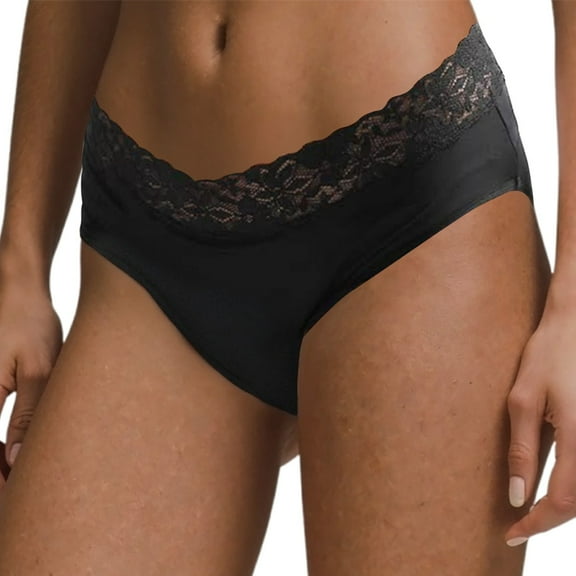 NAFUU Women's Breathable Underwear Solid Color Lace Panties Leak Proof High Waist Menstrual Underwear Stretch Briefs Panties