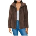 thumbnail image 1 of NAFUU Women's Coat Fleece Jacket Long Sleeve Zip Up Hooded Coats Solid Color Fall Winter Trendy Fuzzy Winter Coat Outerwear Versatile Jackets, 1 of 4