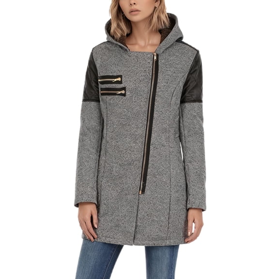 NAFUU Women's Fleece Jacket Trendy Long Fleece Hooded Coat With Zipper Lined Windproof Outerwear Autumn Winter Comfortable Warm Fashion Coat Outwear