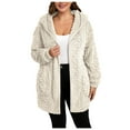 thumbnail image 1 of NAFUU Women's Fleece Jacket Womens Winter Solid Color Loose Fleece Open Front Hooded Cardigans Jacket Coats Outerwear With Pocket Women Warm Coats, 1 of 9