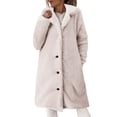 thumbnail image 1 of NAFUU Women's Fuzzy Jackets Lapel Button Down Long Teddy Coat Warm Winter Outwear Pocket Solid Color Fashion Long Fluffy Jacket Comfy Outwear Coats, 1 of 4