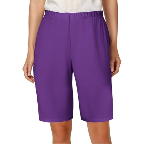 NAFUU Women's Hiking Shorts Summer Comfortable Elastic Waist Knee Length Casual Shorts Solid Color Ladies Plus Size Bermuda Shorts Daily Casual Shorts