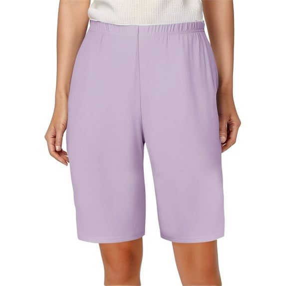 NAFUU Women's Hiking Shorts Summer Comfortable Elastic Waist Knee Length Casual Shorts Solid Color Ladies Plus Size Bermuda Shorts Work Trouser Shorts