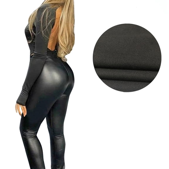 NAFUU Women's Leather Leggings High Waisted Pleather Pants For Women Black Stretchy Tights Fleece Lined Leggings Women Warm Pants Slim Fit Pants