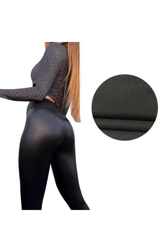 Women's Leather Leggings High Waisted Pleather Pants For Women Black Stretchy Tights Fleece Lined Leggings Women Warm Pants Warm Winter Tights