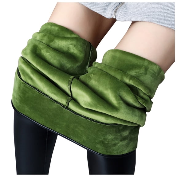 NAFUU Women's Leather Leggings High Waisted Pleather Pants For Women Black Stretchy Tights Fleece Lined Leggings Women Warm Pants Workout Leggings