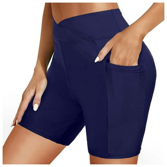 NAFUU Women's Swim Shorts High Waisted Board Shorts With Pockets Quick Dry Beach Summer Swimming Shorts For Women