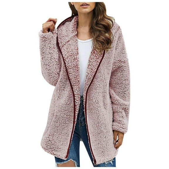 NAFUU Womens 2025 Winter Coats Women's Fleece Jackets Casual Thick Knitted Cardigan Solid Color Long Sleeve Furry Coat Outerwear Fuzzy Winter Coats