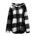 thumbnail image 1 of NAFUU Womens Fleece Jacket Button Up Checkered Hooded Casual Coats Fall Winter Fuzzy Fleece Jackets Warm Coat Outerwear With Pockets Women Warm Coats, 1 of 6
