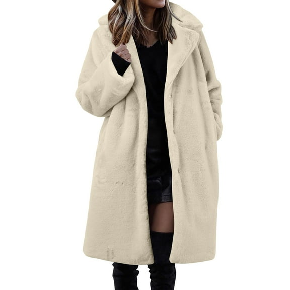 NAFUU Womens Jacket Trendy Women's Long Teddy Down Coat Winter Warm Puffy Jacket Women's Coat Jackets Long Sleeve Casual Long Warm Coats Casual Coat