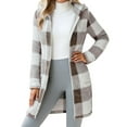 thumbnail image 1 of NAFUU Womens Jacket Women's Long Flannel Plaid Jacket Fall Winter Zip Up Open Front Cardigan Outerwear Mid-Length Soft Cozy Warm Coats Casual Winter Coats, 1 of 5