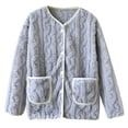 thumbnail image 1 of NAFUU Womens Fuzzy Pajamas Tops Winter Warm Coats Long Sleeve Button Down Sleepwear Shirts Thick Plush House Coats Cozy Flannel Outerwear Holiday Pajama Sets, 1 of 4