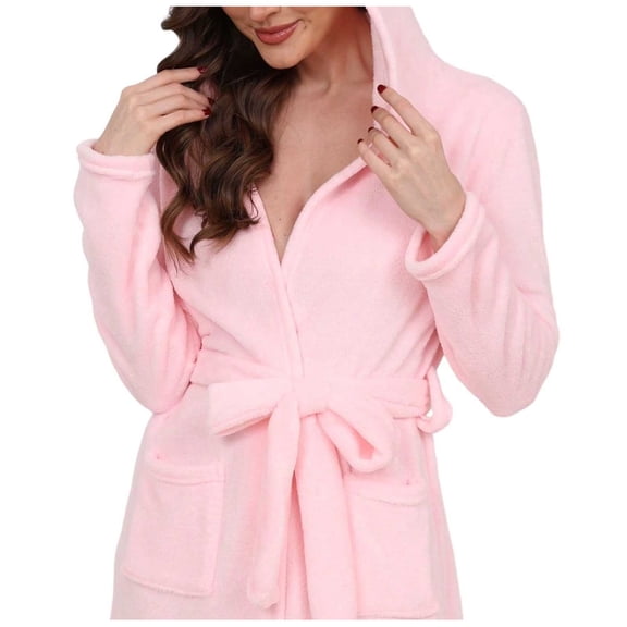 NAFUU Womens Hooded Robe Soft Bathrobe For Women Long Sleeve Flannel Bathrobe With Hood Cute Howear Coat Autumn Winter Loungewear Holiday Pajama Sets