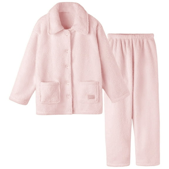 NAFUU Womens Pajama Sets Cute Soft Winter Flannel Pajama Cozy Long Sleeve Two Piece Loungewear With Comfortable Pants Home Sleepwear Outfit Cute Loungewear Sets