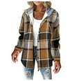 thumbnail image 1 of NAFUU Womens Plaid Jacket Womens Lightweight Casual Jacket Plaid Long Sleeve Button Down Hooded Jackets Shacket Warm Coat Trendy Fuzzy Jackets, 1 of 8