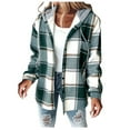 thumbnail image 1 of NAFUU Womens Plaid Jacket Womens Lightweight Casual Jacket Plaid Long Sleeve Button Down Hooded Jackets Shacket Warm Coat Warm Outerwear, 1 of 9