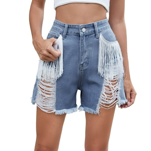 NAFUU Womens Ripped Denim Shorts Women's Jorts Baggy Jean Shorts High Waist Straight Leg Long Denim Shorts Streetwear Sport Hiking Shorts