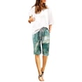 thumbnail image 1 of NAFUU Womens Summer Bermuda Shorts Casual Elastic Waist High Waisted Textured Print Short Pants With Pockets And Drawstring Loose Fit Shorts For Women, 1 of 4