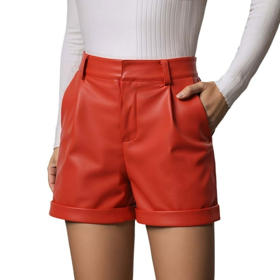 NAFUU Womens Summer Shorts Women's High Waist Leather Dress Shorts For Casual Or Formal Wear With Zipper Fly And Pockets Spring Sport Hiking Shorts