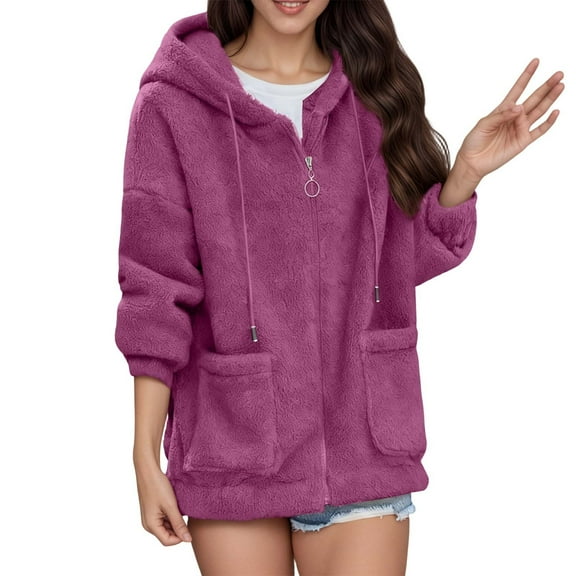 NAFUU Womens Winter Fleece Jacket Soft Fleece Zip Up Jacket Cozy Lined Open Front Cardigan Lightweight Warm Outerwear Casual Fall Trendy Clothing Top