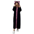 thumbnail image 1 of NAFUU Zipper Robes for Women Long Bathrobe Hooded Robe With Adorable Cat Ears Bathrobe Sleepwear Party Cozy Warm Night Dress Loungewear Xmas Holiday Jammies, 1 of 6