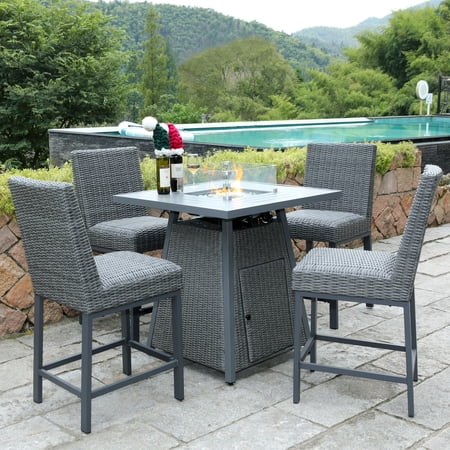 36 ''Fire Pit Table,50,000 BTU Aluminium Propane Gas Fire Pit with Removable lid and Glass Wind Guard