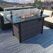 NAGA BAHNA 43'' Aluminium Outdoor Propane Fire Pit,50,000 BTU with Ceramic Tabletop, Steel Base and Cover