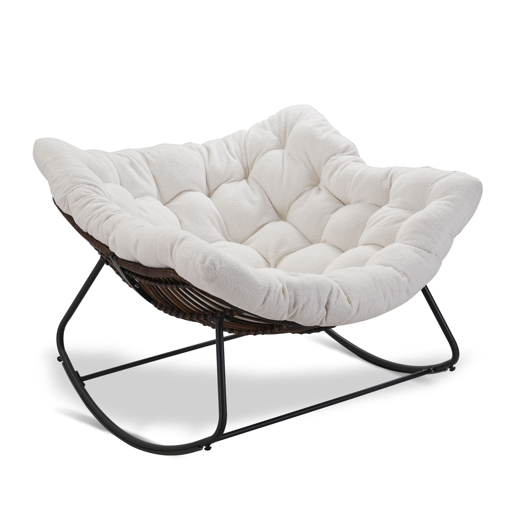 Outdoor Loveseat Oversized Outdoor Rocking Papasan Chair,Double