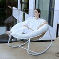 thumbnail image 1 of Outdoor Rocking Chair, Indoor & Outdoor Comfy Oversized Papasan Chair with Padded Cushion, Oversized Metal Frame Egg Chair for Living Room, Patio, Front Porch, Backyard,White Teddy roll, 1 of 6