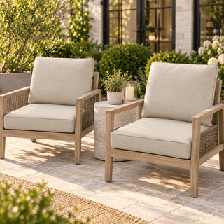 NAGA BAHNA Set of 2 Outdoor Deep Seat Replacement Cushions, Beige, 24"x24" Deep Seating Cushions for Outdoor Furniture