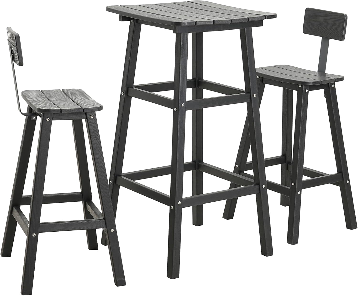 NAGA HABNA 3 Pieces Patio Bistro Set,Outdoor HDPE Bar Height Furniture ...