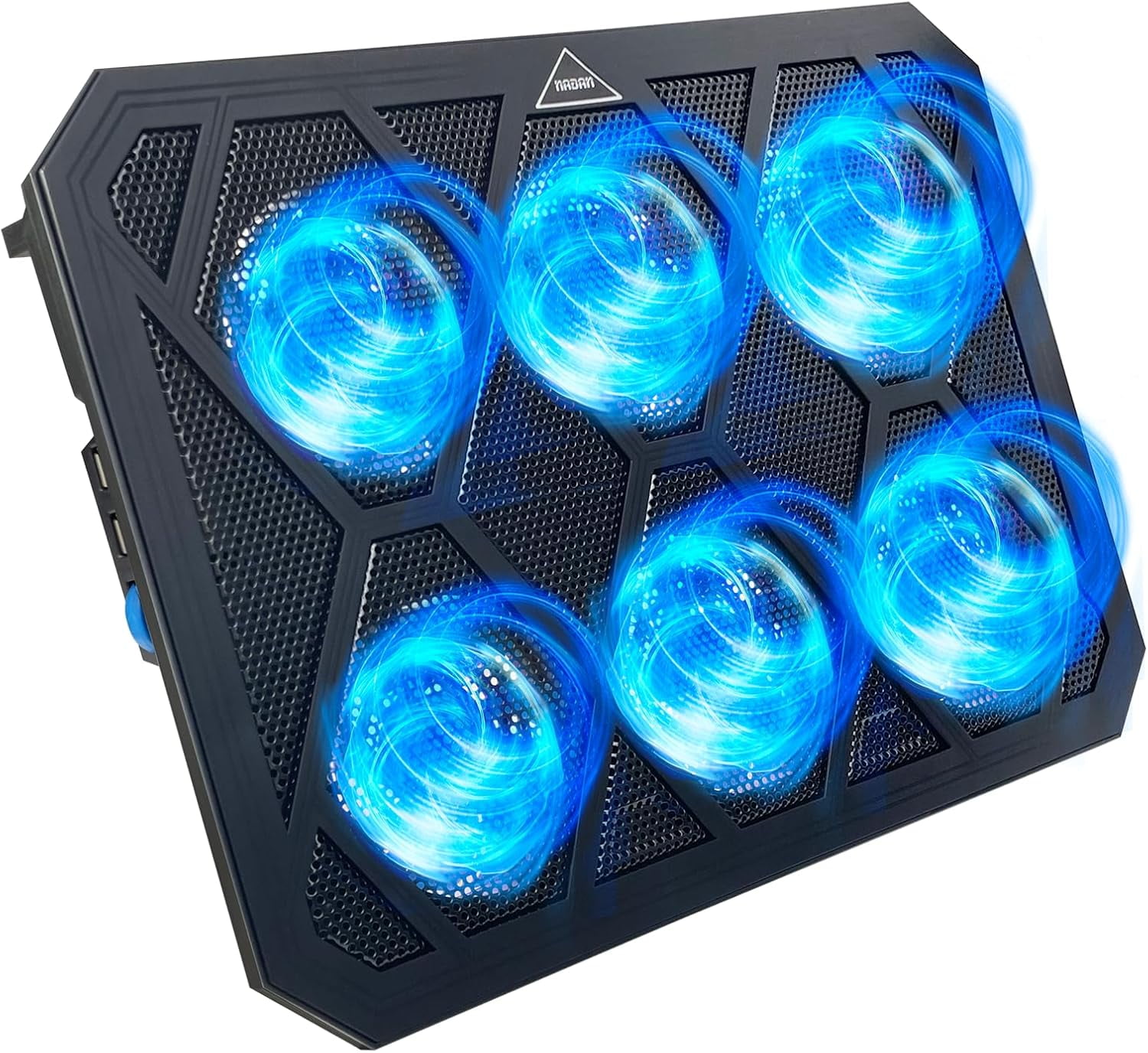 Laptop Cooling Pad with 6 Fans, Ergonomic USB Powered for Dual 2.0 Ports, Height-Adjustable, Metal Mesh Gaming Notebook Cooler, Fits 15-17.3 inch Laptops