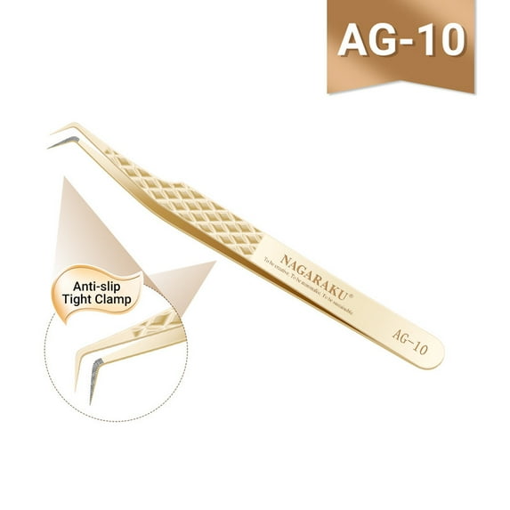 NAGARAKU AG Series High-Density Fiber Tip Anti-Slip Professional Tweezers for Eyelash Extensions AG-10