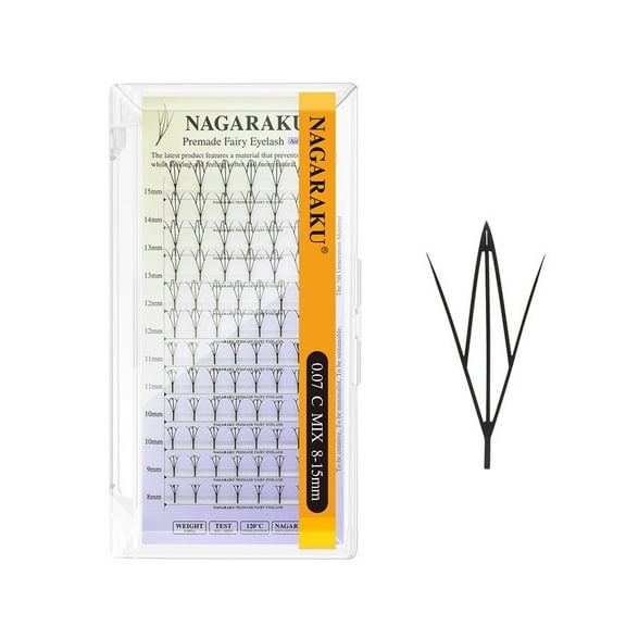 NAGARAKU Air Series Soft and Light Fairy Eyelash Extension Anime Effect Fluttering Eyelash Matte Black 0.07C12mm