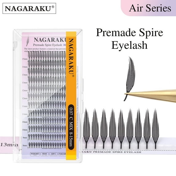 NAGARAKU Air Series Premade Spire Eyelash Matte Black 0.07D13