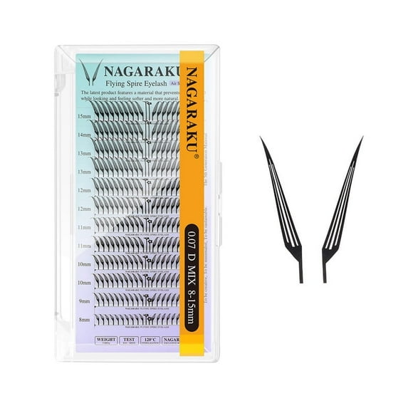 NAGARAKU Flying Spire Anime Effect Eyelashes Soft Plume Fluttering Extension Black 0.07D15