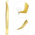 thumbnail image 1 of NAGARAKU Tweezers for Eyelash Extensions Gold Curved Angled Volume Cluster Eyelashes easy Fanning Premade Fans Tweezers Stainless Steel Precision Light （N-04）, 1 of 8
