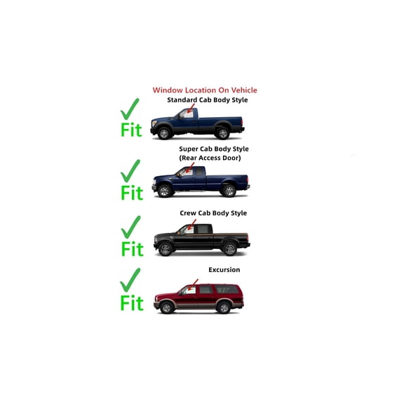 Driver Left Side Front Door Window Door Glass Compatible with Ford F250/F350/F450/F550/F650/F750 1999-2012 Models (Not for F250LD Light Duty) / Excursion 2000-2005