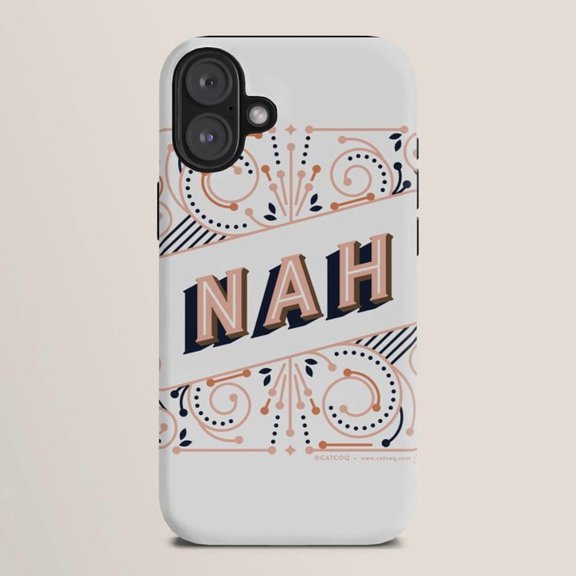 NAH Lettering and Ornamental Scroll Tough Case for Apple iPhone, Dual-Layer Polycarbonate and TPU