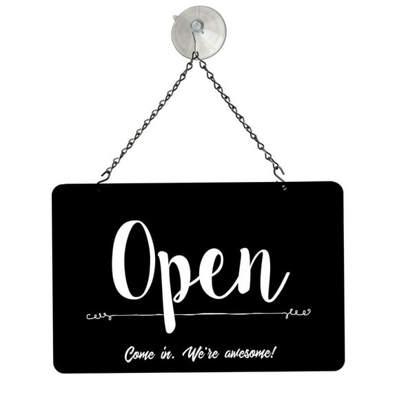 NAHANCO 12"W X 8"H Metal Open/Closed Sign Kit, Black (Pack of 1)